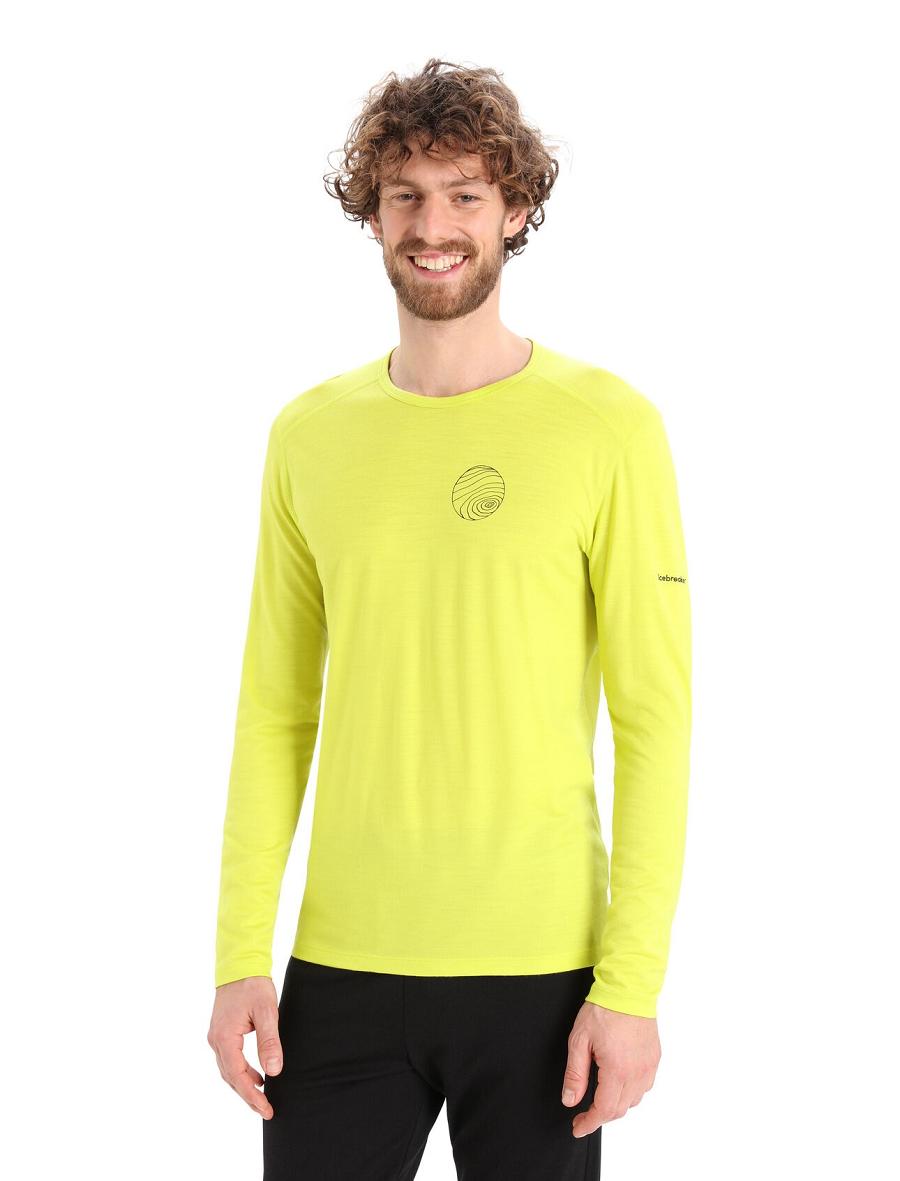 Base Layers Icebreaker Merino 200 Oasis Long Sleeve Crewe Alps 3D Homme Jaune | FR 1350KORI